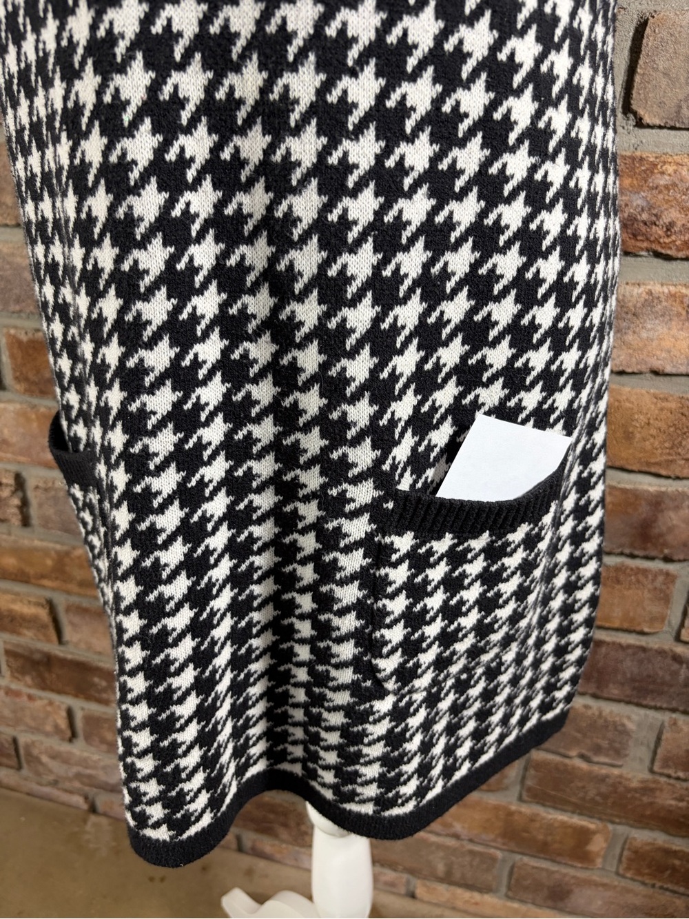 STYLE & CO. Black & White Houndstooth Sweater Dress with Shawl Collar - Picture 6 of 11
